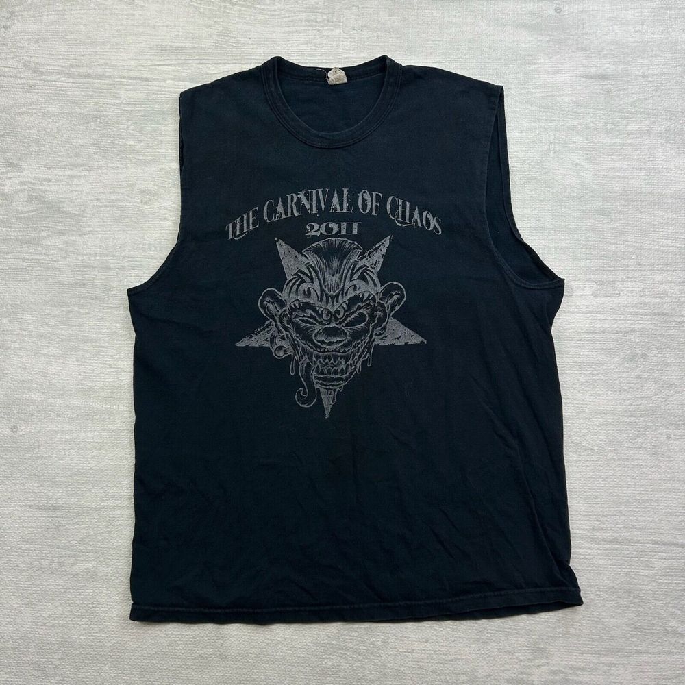 Vintage The‎ Carnival of Chaos Shirt Adult XL Black I96 Speedway Car Auto Racing